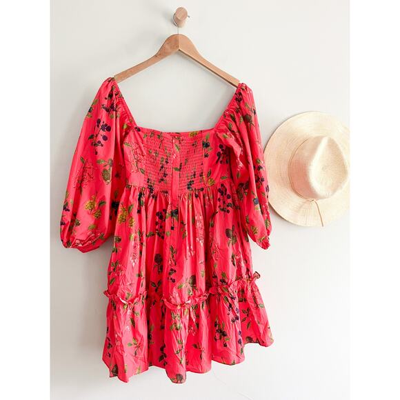 Cara Cara | Sip Sip Dress in Botanical Allover Coral | Sz XS - Picture 9 of 14